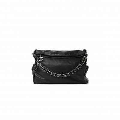 CHANEL MASTER LARGE SOFT LAMBSKIN HOBO CHAIN FOLDING BAG BLACK 496532 (38*33*17cm)